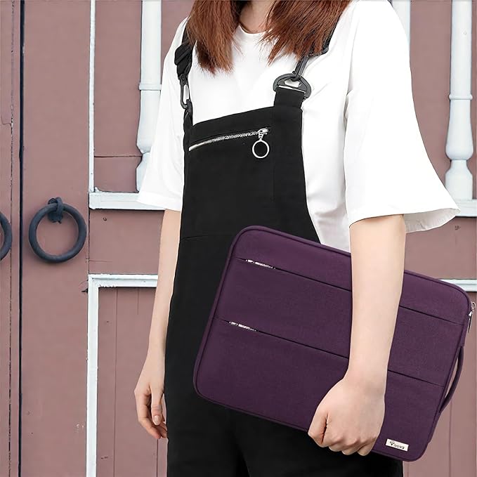 Voova Laptop Sleeve Carrying Case 13 13.6 Inch Compatible with MacBook Air 13 M1/M2/M3/M4, MacBook Pro 13/14, IPad Pro 13, Waterproof Slim Computer Cover Bag, Dark Purple