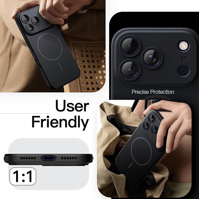 JETech Magnetic Slim Case for iPhone 17 Pro Max 6.9-Inch, Compatible with MagSafe, Ultra-Thin Lightweight Minimalist Phone Cover with Matte Finish and Full Camera Lens Protection (Black)