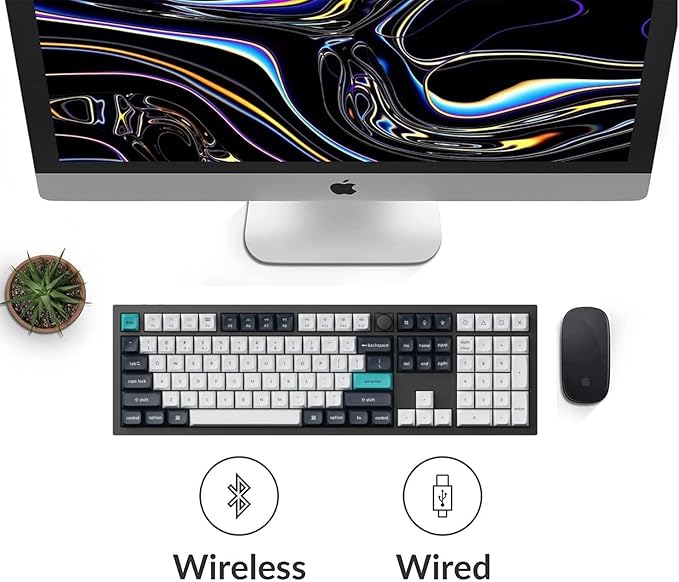 Keychron Q6 Max 100% Full-Size Layout Custom Wireless Mechanical Keyboard with Knob, QMK/VIA Programmable 1000Hz 2.4 GHz/Bluetooth/Wired RGB Backlit for Mac Windows, Gateron Brown Switch-Carbon Black