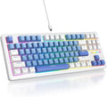 Owpkeenthy 75 Percent Gaming Keyboard Gasket Mounted,87 Key Wired TKL Mechanical Keyboard Hot Swappable Linear Pre-lubed Linear Switch South-Facing RGB Backlit for PC Laptop (N-Blue)