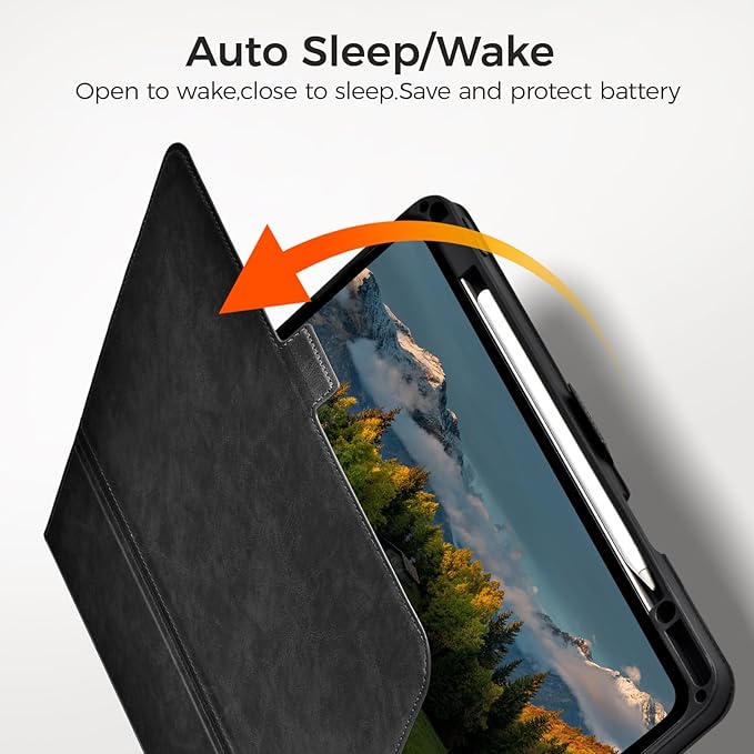 Slim Case for iPad Pro 11 Inch M5/M4 (2025/2024) A3357/A3358/A2836/A2837 with Pencil Holder,Lightweight Cover,Magnetic Closure,Multi Angle Stand,Typing Angle,Auto Sleep/Wake,Black