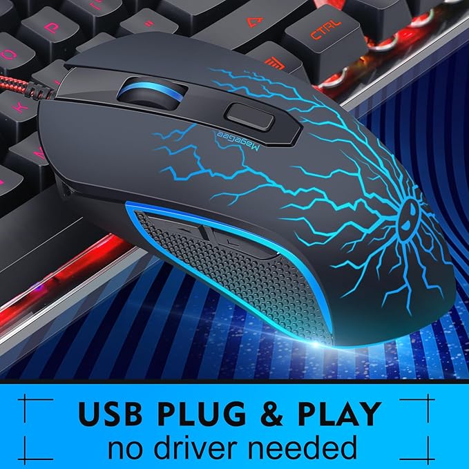 Gaming Keyboard and Mouse Combo, K1 RGB LED Backlit Wired Keyboard with 104 Key Computer PC Gaming Keyboard for PC/Laptop (Black)