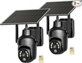 No WiFi Security Camera with Built-in 4G LTE SIM Card, 360° Panoramic View, 2K Live Video, Color Night Vision, Instant Alerts, Phone Access, Solar Cellular Camera Outdoor for Remote Area (2PC)