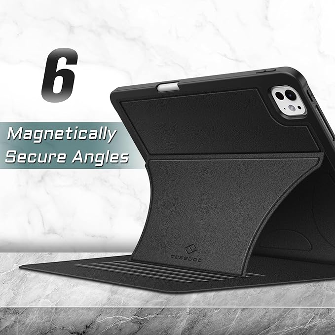 Fintie Magnetic Stand Case for iPad Pro 11-inch (M5) 2025 / (M4) 2024 - Multiple Angles Shockproof Rugged Soft TPU Cover with Pencil Holder, Auto Wake/Sleep, Black