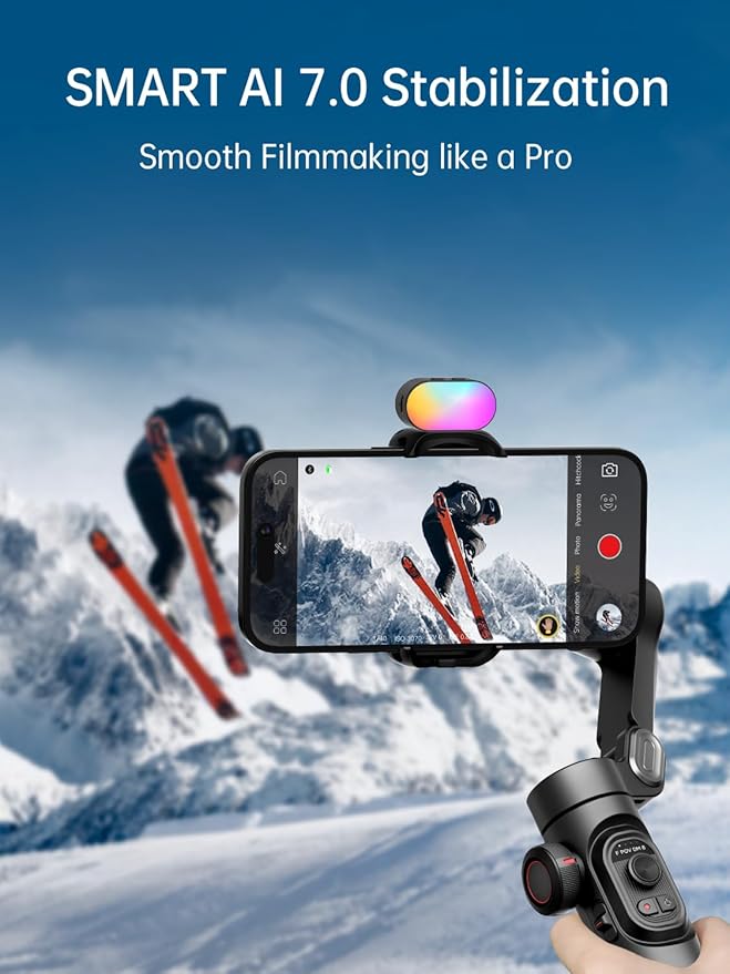 Gimbal stabilizer for Smartphone,Gesture Control/face Tracking,Magnetic Fill Light, Foldable Handheld Phone Gimbal, Portable Hard Case, EVA Protective Storage Bag w/Hand Strap, Smart XE KIT & B30
