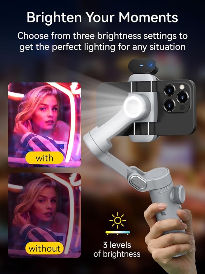 AOCHUAN 3-Axis Gimbal Stabilizer for Smartphone Smart AI X Pro Grey & T20 Complete Tripod