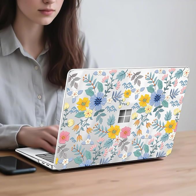 Case Compatible with 13 inch Microsoft Surface Laptop 2025 Copilot+PC (Model 2095), Printed Pattern Plastic Hard Shell Case for Microsoft Surface Laptop 13-inch 2025, Flowers L213