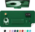 Desk Pad, 35.5" x 17" PU Leather Non-Slip Desk Mat Large Mouse Pad for Desktop, Waterproof Laptop Computer Writing Mat for Office, Home, Work, Gaming, Dark Green