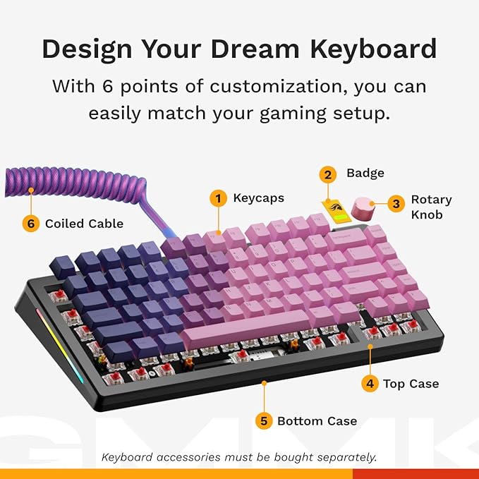 Glorious Gaming - GMMK 3 HE Rapid Trigger Keyboard, Hall Effect, 8K Polling Rate, MX Mechanical & Magnetic Switches, Hotswappable 75% Keyboard, Modular Gasket System, Doubleshot PBT keycaps (Black)