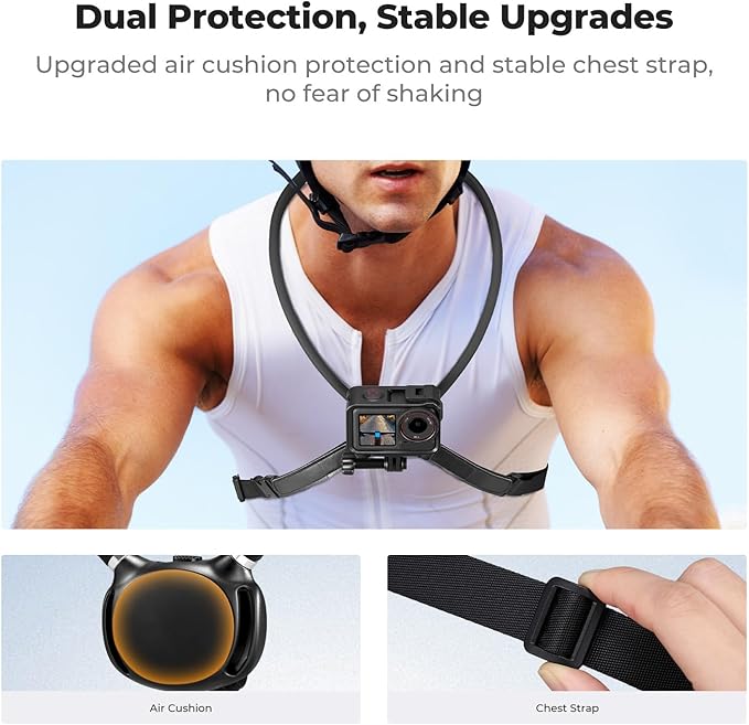 K&F CONCEPT Neck Mount with Air Cushion, Camera Holder with 1/4" Adapter Hands-Free POV Vlogging for GoPro Hero 13/12/11/10/9/8/7/6/5/4/MAX, Insta 360 X5/X4/Ace Pro 2, DJI Osmo Nano Action 6/3/4/5 Pro