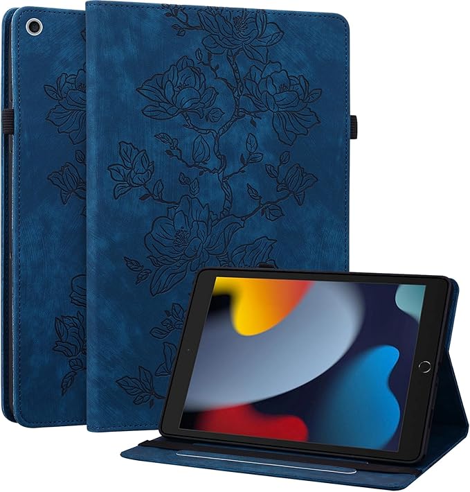 Case for iPad 9th/8th/7th Generation 10.2 Inch 2021/2020/2019, for iPad Air 3rd Gen/Pro 10.5 Inch,Auto Wake/Sleep Slim PU Leather Folio Cover with Multi-Angle Stand and Pen Holder, Blue