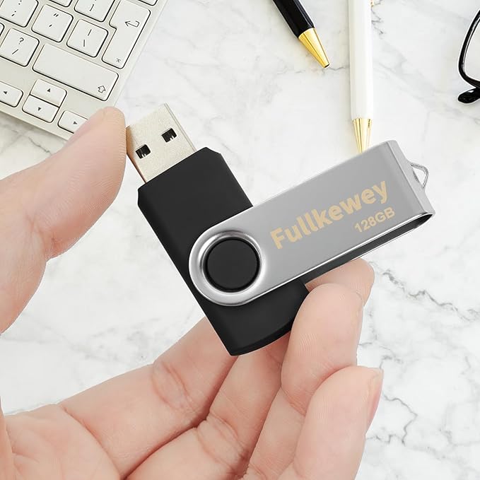 16G/32G/64G/128G Flash Drive, Fullkewey Thumb Drive 2.0, High Speed Memory Stick, USB Drive, Rotated Design, Black/Blue/White (Blue, 16, GB)