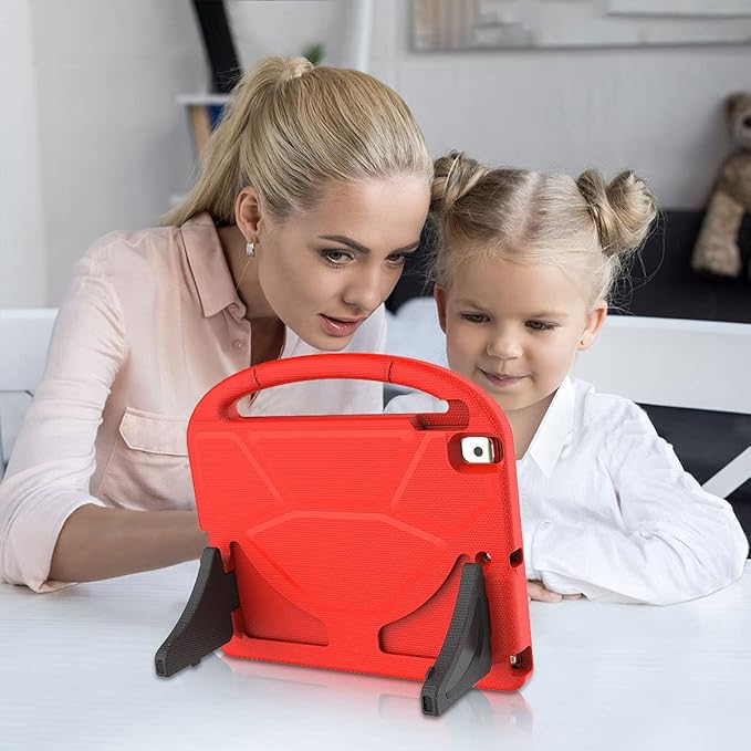 Kids Case for iPad 10.2 & 10.5, iPad 9th/8th/7th Generation 10.2" 2021 2020 2019 Case with Screen Protector, iPad Air 3rd Gen/Pro 10.5 inch Protective Cover with Handle Stand, Red