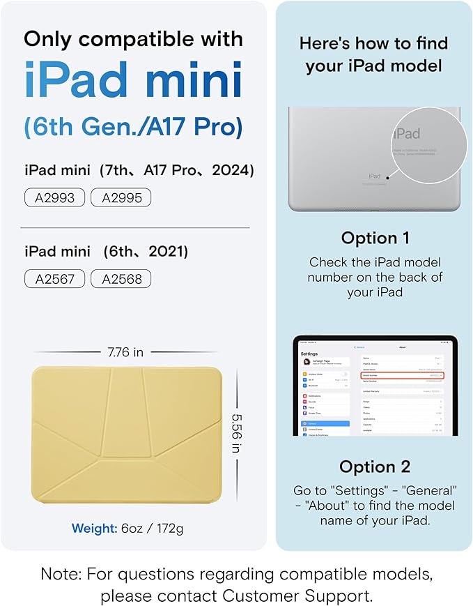 MOFT Dynamic Folio Case for iPad mini 7th A17 Pro 2024 & iPad mini 6th A15 2021, 8.3 Inch Slim Magnetic Stand Case with 20+ Viewing Angles, Auto Wake/Sleep, Ultra Thin, Panna Cotta x Faded Jeans