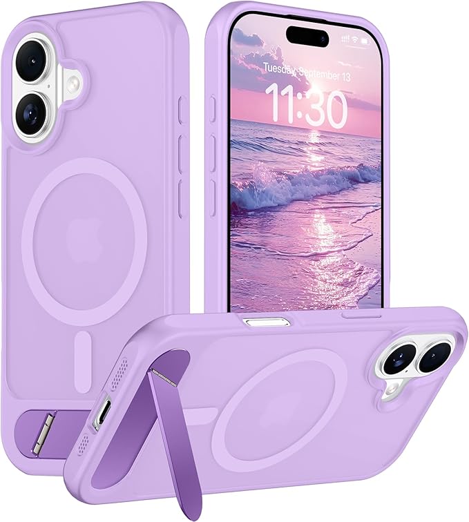 Magnetic Compatible with iPhone 16 Case, [Built-in Invisible Kickstand][Compatible with MagSafe][Military Grade Shockproof] Slim Translucent Matte Phone Case for iPhone 16 6.1"