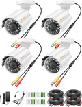 Anlapus 4 Pack 1080P HD Security Cameras, IP66 Weatherproof, 80ft Night Vision, 2MP Indoor Outdoor Home CCTV Bullet Camera for 1080P/5MP/4K Analog Surveillance DVR System