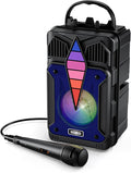 Dnil Portable Speaker with Voice Control, RGB Multi-Color Rhythm Light, Support TWS Pairing, Support USB/TF/FM/AUX Connection, Suitable for Home Party or Outdoor Use (Blue)