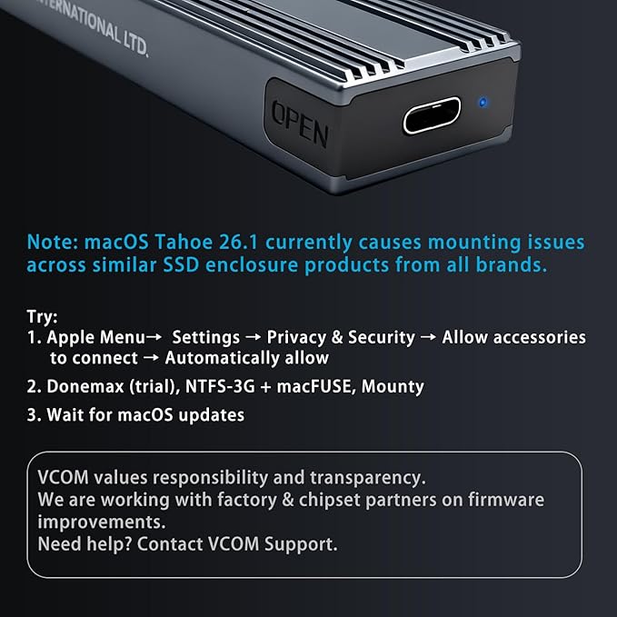 V VCOM M.2 NVMe SSD Enclosure,USB C External Adapter, USB 3.2 Gen2 (10Gbps) with UASP, Trim Support - M-Key(B+M Key) for 2230/2242/2260/2280 SSDs