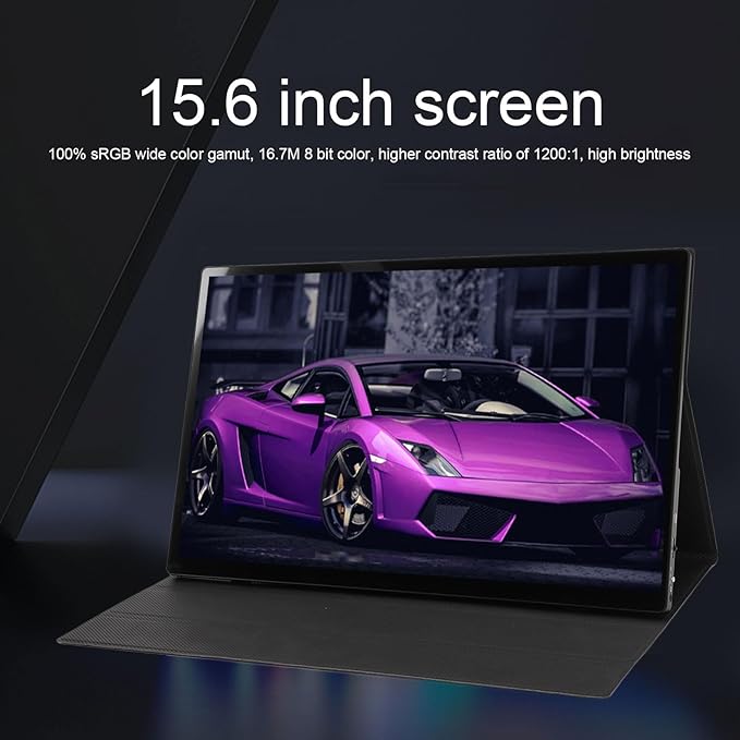 Yunseity 15.6 Inch Portable Monitor, 4K Touchscreen Computer Gaming Display, 60Hz 16:9 Widescreen External Monitor with Adjustable Stand, HDMI USB C 3.1 Travel Second Monitor