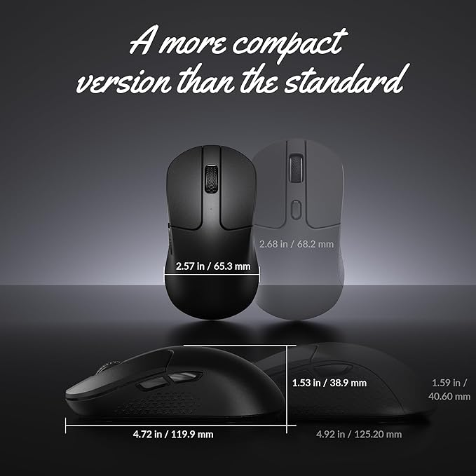 Keychron M3 Mini Wireless Optical Mouse, Bluetooth 5.1/2.4 GHz/Wired Gaming Mouse, Programmable PixArt 3311 Sensor with up to 26,000 DPI/ 650 IPS, Lightweight Ergonomic for Windows Mac Linux - Black