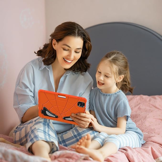 AKABEILA Compatible with Apple iPad Pro 11 inch(2018)/Apple Air 4 10.9(2020)/Air 5 10.9(2022)/Air 6 M2 (2024)/Air 7 M3 (2025) Tablet Case，Cover with Kickstand for KidsBoys Babies Orange Black