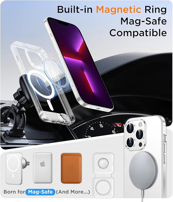 Magnetic Compatible with iPhone 13 Pro Case, [Built-in Invisible Kickstand][Compatible with MagSafe] [Military Grade Shockproof] Slim Thin Phone Case for iPhone 13 Pro 6.1"
