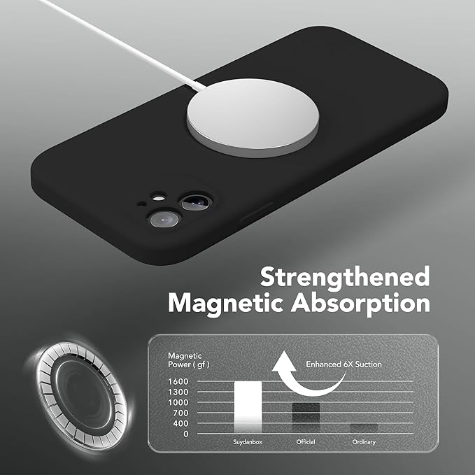Magnetic for iPhone 11 Phone Case Silicone, Compatible with MagSafe, [Full Camera Protection][Screen Protector] Slim Shockproof Protective Case for iPhone 11 6.1", Black