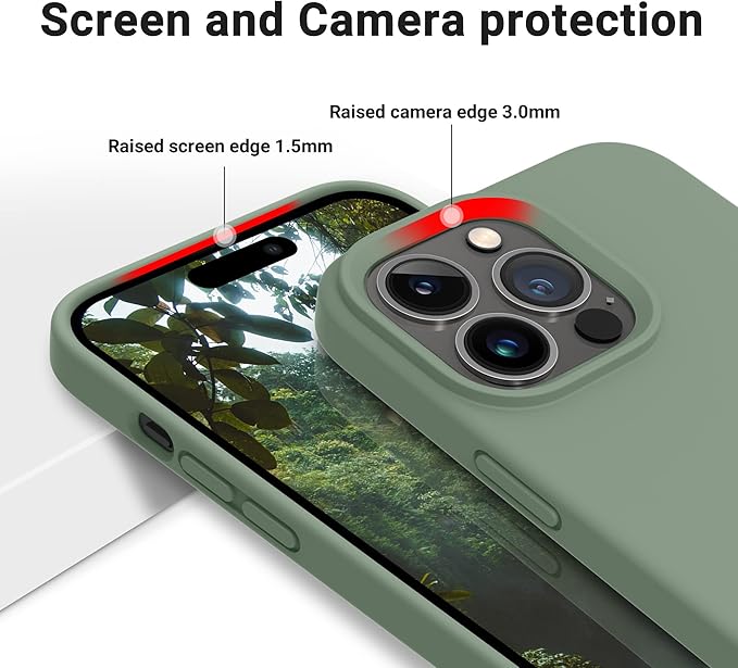 OTOFLY Designed for iPhone 14 Pro Case, Silicone Shockproof Slim Thin Phone Case for iPhone 14 Pro 6.1 inch (Calke Green)