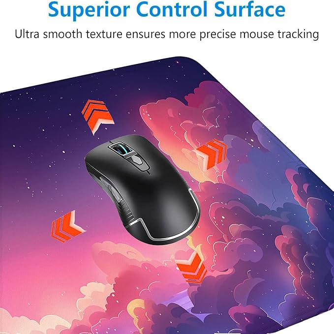 Kawaii Clouds Desk Pad Mouse Pad Anime Cute Pink Purple Large Gaming Mouse Mat with Stitched Edges,Non-Slip Waterproof Rubber Base Mous Mat 31.5"x11.8" Office Computer Keyboard Laptop Home