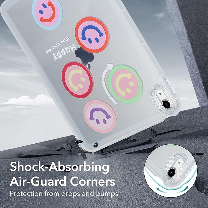for iPad Pro 12.9 inch Case 6th/5th/4th/3rd Generation (2022/2021/2020/2018) Frosted Translucent Clear Slim Lightweight Cover Soft TPU Back Shockproof Silicone Shell,Smiling Happy Smile Face