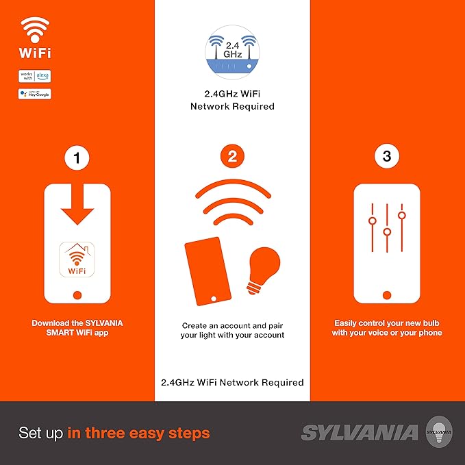 Sylvania WiFi LED Smart Light Bulb, 65W Equivalent Dimmable Soft White BR30, Works with Alexa and Google Home Only - 4 Pack (75689)