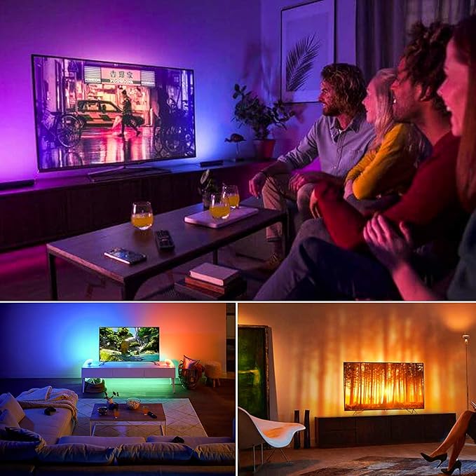 BASON LIGHTING TV LED Backlight, 14.76ft USB Led Lights Strip for 60-70 TV/Monitor Backlight, LED TV Lights with Remote, 4096 DIY Colors TV Bias Lighting for HDTV, PC,Updated.