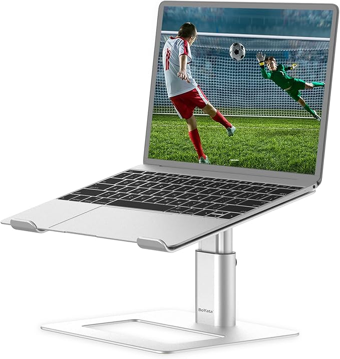 BoYata Laptop Stand, Ergonomic Aluminum Height Adjustable Computer Stand Laptop Holder for Desk, Compatible with MacBook Pro/Air, Dell, Lenovo, HP, Samsung, More Laptops 11-17"