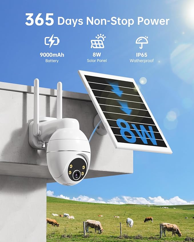 TKENPRO 4G LTE Cellular Security Camera with Pre-Installed SIM Card & Memory Card, 24/7 Recording, Auto Tracking, AI Motion Detection, 2K Color Night Vision, 360° PTZ, No WiFi Security Camera Outdoor