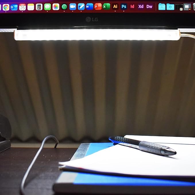 TrueColor USB-Powered LED Light Bar with Frosted Cover for Under Cabinet, Under Monitor, TV Backlight – Easy-Install - Adhesive & Mounting Brackets Included - 100,000 Hours Lifetime (8", Daylight)