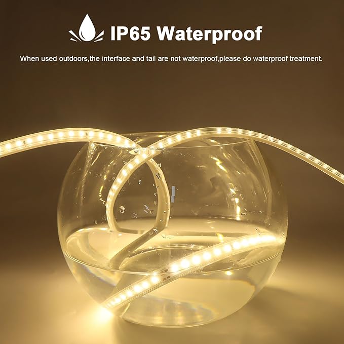 LED Strip Lights Outdoor LED Lights Waterproof AC 110V 600LED 3000k LED Rope Lights for Indoor, Outdoor, Garden, Lawn, Kitchen, Staircase, Room Decoration Lighting