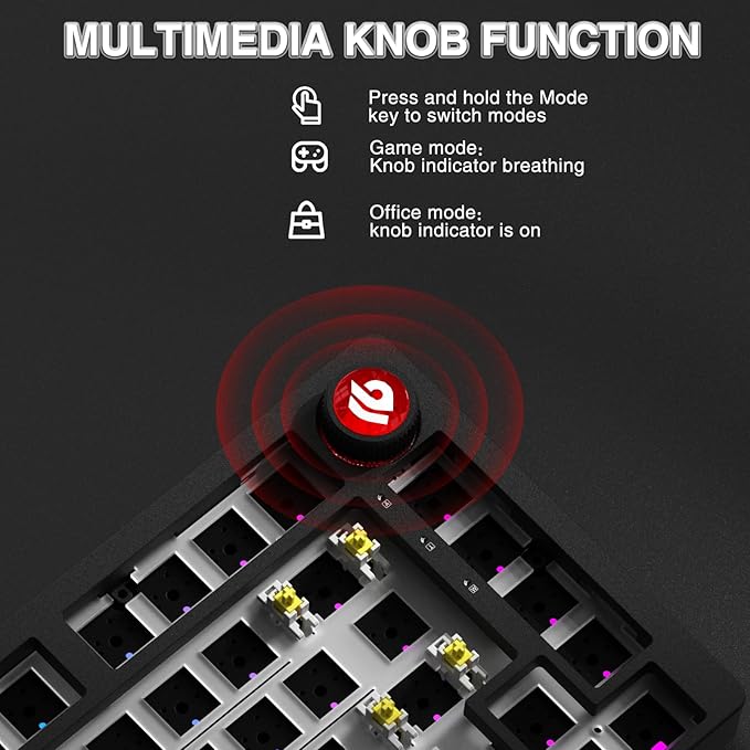 CORBOBO LEOBOG Hi75C Upgraded Wired Mechanical Keyboard Kit – Aluminum Alloy Gasket Mount 75% Barebones DIY Base with Hot Swap, RGB Backlighting & Volume Knob – Enhanced Custom Gaming Keyboard Build