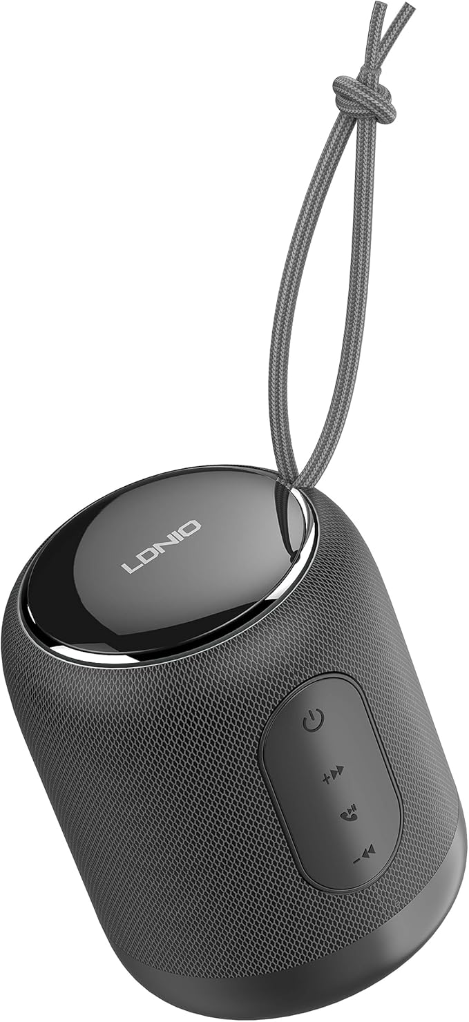 MANTO Bluetooth Speaker IPX5 Waterproof Portable Shower Speaker, 12H Battery, Micro SD Playback (Up to 32GB, Card Not Included), Compact Design for Travel, Camping, Hiking, and Home (Black)