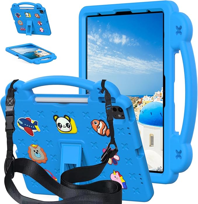 AKABEILA Compatible with Honor Pad X9/Honor Pad X8 Pro 11.5(2023) Tablet Case, Kids Friendly Universal Lightweight Shockproof Protective Case with Shoulder Strap & Stand Handle Sky Blue
