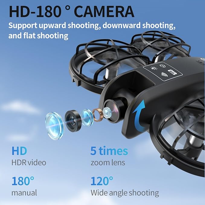 K100 Mini Drone with Screen Controller with SD Card, Two-batteries, Optical Flow Positioning, All-round Protection for Flight Paddles, Suitable for Beginner. (2 batteries - White)