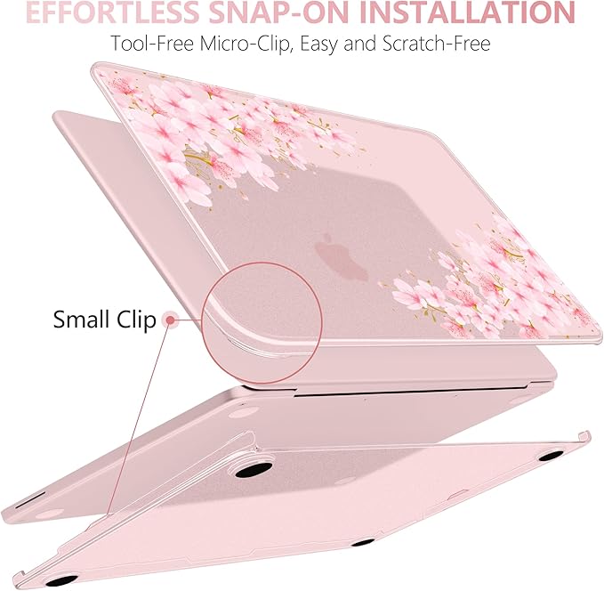 DONGKE for MacBook Neo 13 inch Case 2026 (Model A3404), Artistic Cherry Pattern Ultra Slim Frosted Matte Hard Shell, Anti-Scratch & Fingerprint Resistant Cover - Cherry Blossom