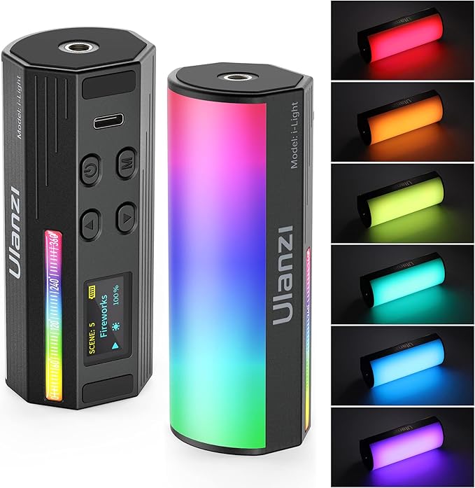 ULANZI RGB Light Wand, 360° Full Color Magnetic Mini Light Stick for Video Photography, 2500-9000K 2000mAh Rechargeable Handheld LED Light Tube for Painting Vlog TikTok YouTube