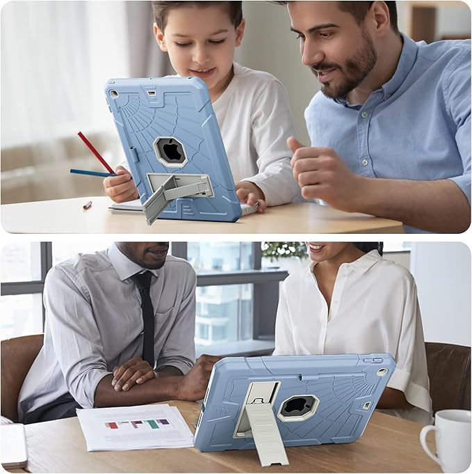 SIBEITU Case Compatible with iPad 9th Generation for Kids, with Pencil Holder Stand, Heavy Duty Rugged Case for iPad 10.2 inch