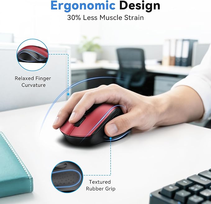 TECKNET Wireless Mouse for Laptop, Silent Mouse Quiet Click, Computer Mice Wireless, 6 Adjustable 4000 DPI Computer Mice