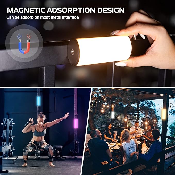 ULANZI RGB Light Wand, 360° Full Color Magnetic Mini Light Stick for Video Photography, 2500-9000K 2000mAh Rechargeable Handheld LED Light Tube for Painting Vlog TikTok YouTube