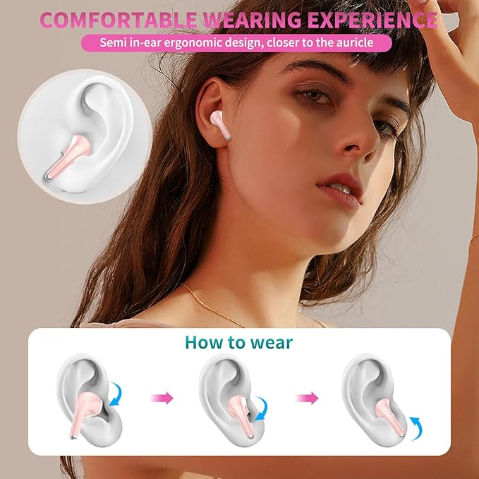 True Wireless Earbuds for iPhone 17 Pro Max 16 15 14 13 12 11 XS/iPad Pro Air Bluetooth 5.3 Headphones with HD Mic Noise Isolation HiFi Stereo Earphone for Samsung Galaxy S26 S25 S24 FE S23 S22 Ultra