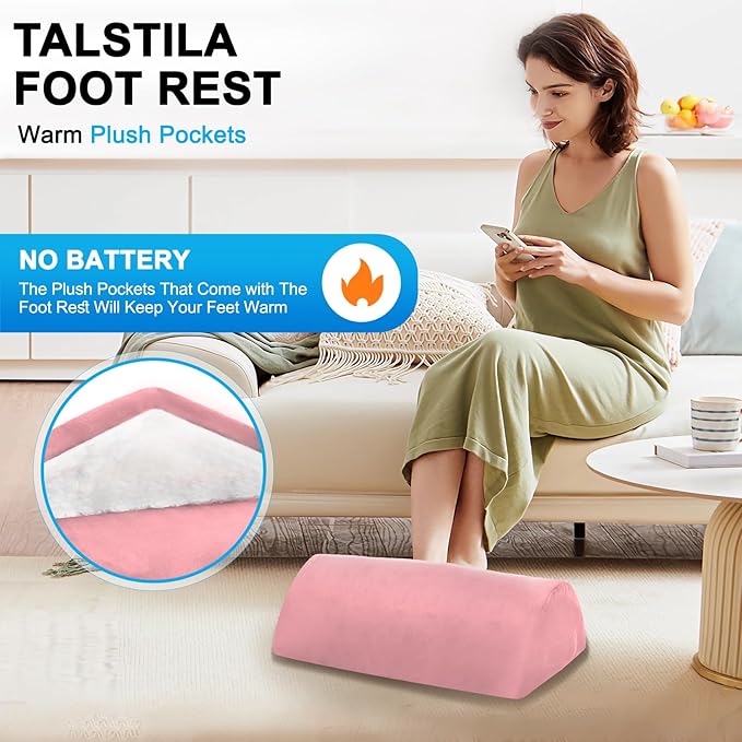 TALSTILA Foot Rest for Under Desk at Work, Footrest with Warm Plush Feet Pocket, Ergonomic Foam Foot Stool, Under Desk Footrests, for Office Desks & Office Chair - Back & Leg Pain Relief