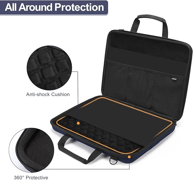 MOSISO Laptop Bag for Men,15-16 inch Computer Bag Compatible with MacBook Air 15 inch/Pro 16 inch, HP, Dell, Lenovo, Asus, Acer, Hard Shell Laptop Case with Front Pocket&Shoulder Strap, Navy Blue