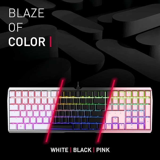 Cherry MX 3.0S, Wired Mechanical Gaming Keyboard, Front Lettering Keycaps, Robust Aluminum Housing, RGB-Lighting, Full Key Rollover, MX Silent RED Switches, Black