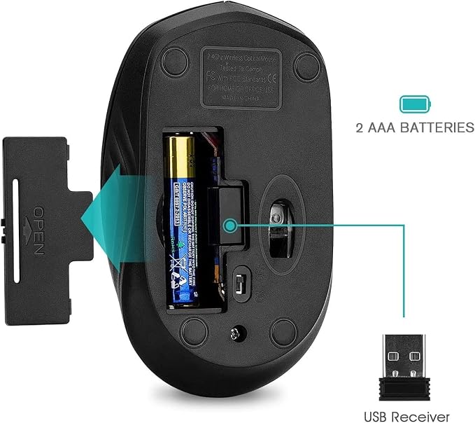 Rii Wireless Mouse,2.4G Portable Computer Mice for PC, Laptop, Windows,Office Included Wireless USB dongle (2-Pack(Black))